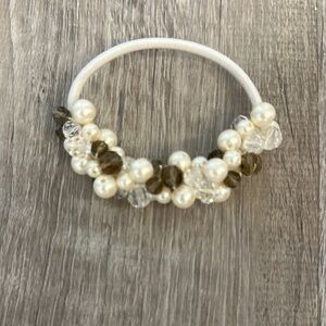 Elegant Pearl and Crystal Beaded Hair Tie
